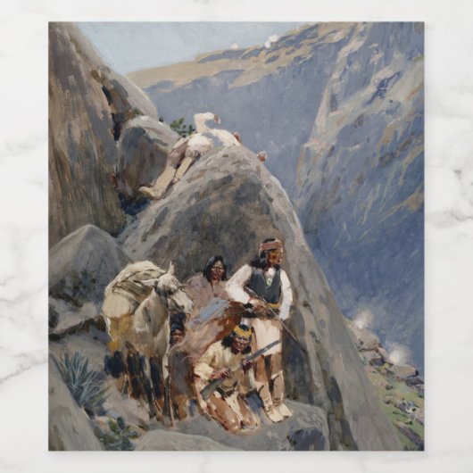 Apache-Krieger: Hinterhalt in der amerikanischen K Weinetikett (Einzelnes Label)