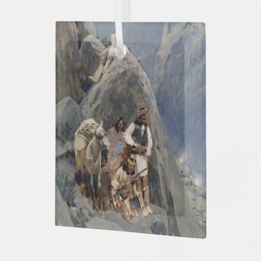 Apache Stamm Kämpfen Amerikanische Ureinwohner Kri Ornament Aus Glas (Vorderseite links)