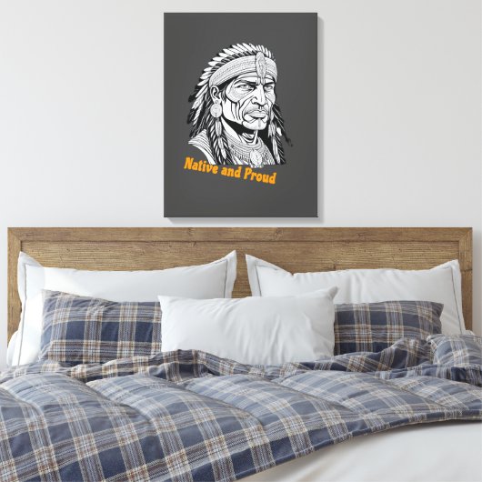 Apache Streched Canvas Print Leinwanddruck (Insitu (Schlafzimmer))