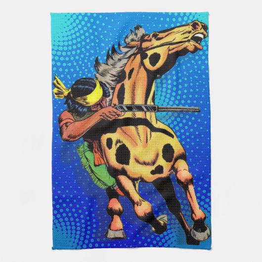 Apache Trail #1, Native American on Horseback Geschirrtuch (Vertikal)