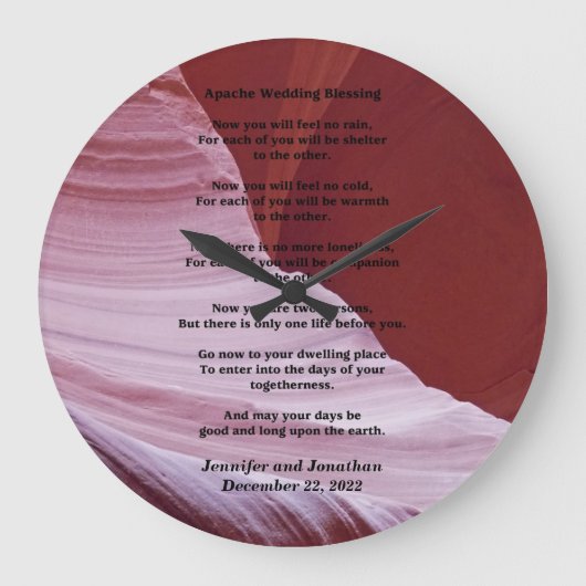 Apache Wedding Blessing Canyon Photo Clock Custom Große Wanduhr (Vorderseite)