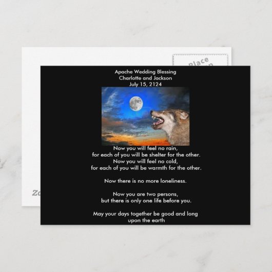 Apache Wedding Blessing Gray Wolf Postkarte (Vorne/Hinten)