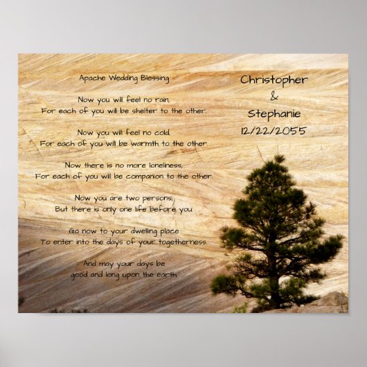 Apache Wedding Blessing Light Brown Stone and Tree Poster (Vorne)