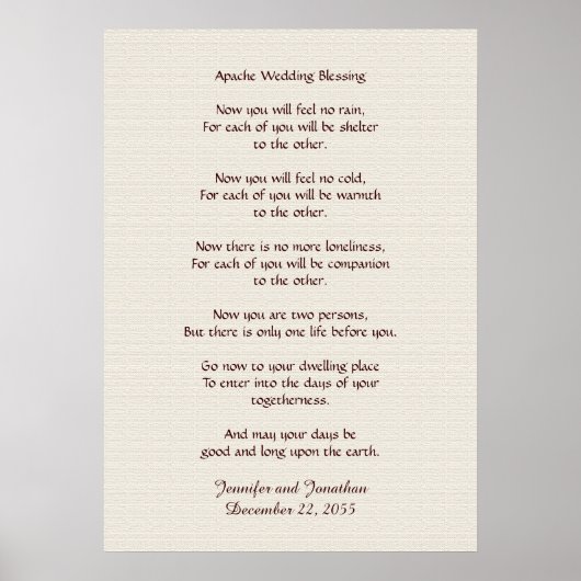 Apache Wedding Segen 20x28 Imitate rustikal textur Poster (Vorne)