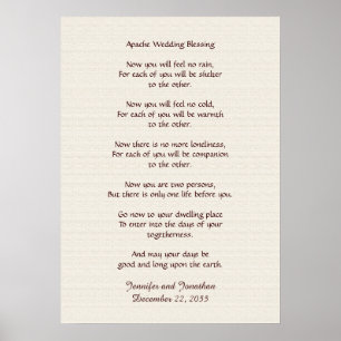 Apache Wedding Segen 20x28 Imitate rustikal textur Poster