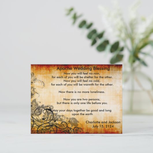 Apache Wedding Segen Altes Papier 2 Postkarte (Stehend Vorderseite)