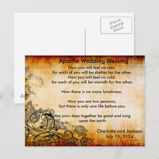 Apache Wedding Segen Altes Papier 2 Postkarte (Vorne/Hinten)