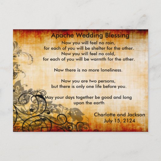 Apache Wedding Segen Altes Papier 2 Postkarte (Vorderseite)