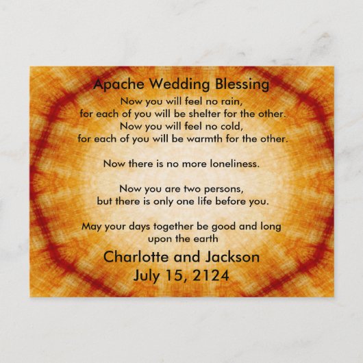 Apache Wedding Segen Altes Papier Postkarte (Vorderseite)
