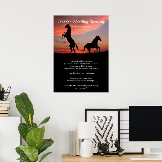Apache Wedding Seging Arabian Pferde Silhouette Poster (Heimbüro)