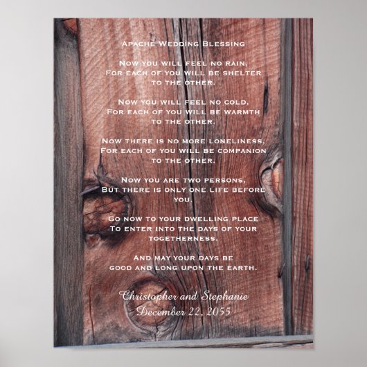 Apache Wedding Seging Rustic Red Barn, Name Poster (Vorne)