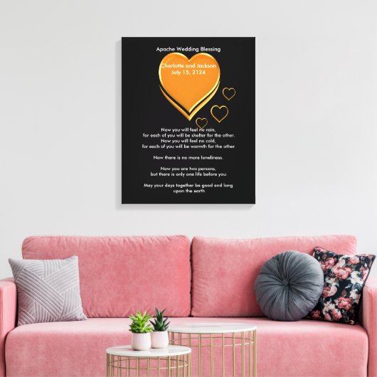 Apache Wedding Sessing Gold Hearts Leinwanddruck (Insitu (Wohnzimmer))