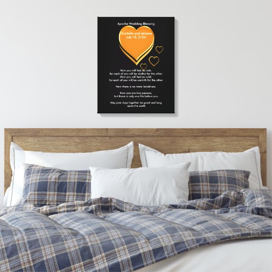 Apache Wedding Sessing Gold Hearts Leinwanddruck (Insitu (Schlafzimmer))