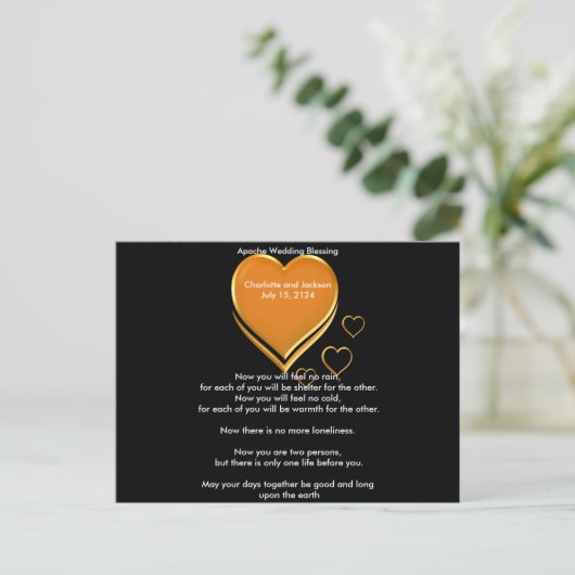 Apache Wedding Sessing Gold Hearts Postkarte (Stehend Vorderseite)