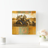 APACHEN UND GERONIMO FAHREN MIT KRAFTFAHRZEUG QUADRATISCHE WANDUHR (Zuhause)