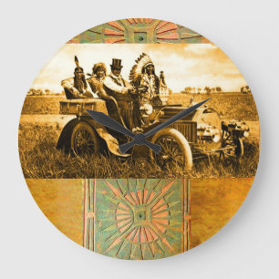 APACHES AND GERONIMO DRIVING A MOTOR CAR GROßE WANDUHR