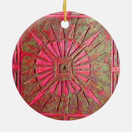 APACHES UND GERONIMO, DIE EIN AUTOMOBIL FAHREN KERAMIKORNAMENT (Hinten)