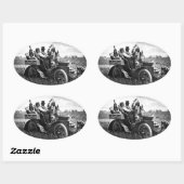 APACHES UND GERONIMO FAHREN MIT EINEM KRAFTWAGEN OVALER AUFKLEBER (Blatt)