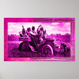 APACHES UND GERONIMO FAHREN MIT EINEM KRAFTWAGEN POSTER
