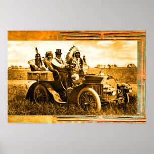 APACHES UND GERONIMO FAHREN MIT EINEM KRAFTWAGEN POSTER