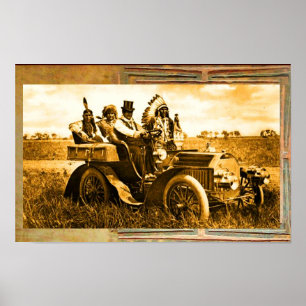 APACHES UND GERONIMO FAHREN MIT EINEM KRAFTWAGEN POSTER
