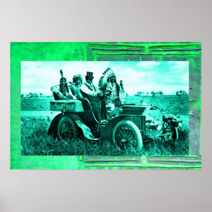 APACHES UND GERONIMO FAHREN MIT EINEM KRAFTWAGEN POSTER