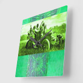 APACHES UND GERONIMO FAHREN MIT EINEM KRAFTWAGEN QUADRATISCHE WANDUHR (Winkel)