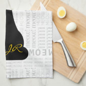 APAL: Schwarze Katzemeow-Gewohnheit Geschirrtuch (Viertel Falte)