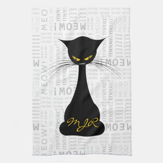 APAL: Schwarze Katzemeow-Gewohnheit Geschirrtuch (Vertikal)