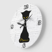 APAL: Schwarze KatzeMeow Große Wanduhr (Winkel)