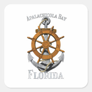 Apalachicola Bay Florida Vacation Nautical Anchor Quadratischer Aufkleber