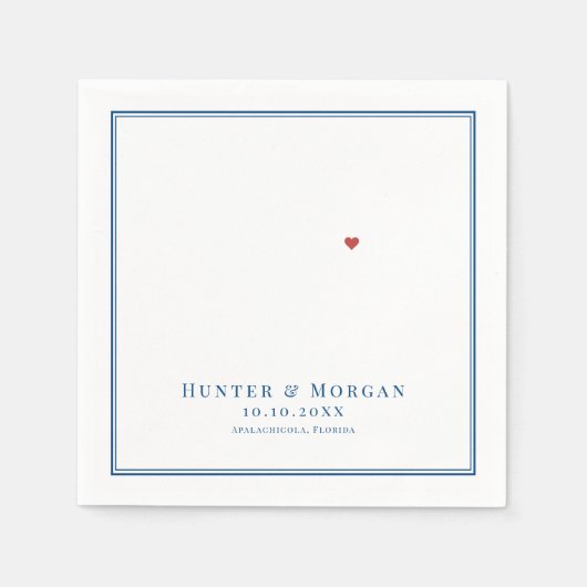 Apalachicola FL Map Elegant Navy Blue Wedding Serviette (Vorderseite)