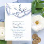 Apalachicola FL Map Elegant Navy Wedding Einladung