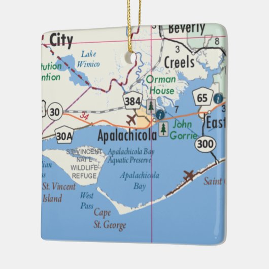 Apalachicola Florida Karte Keramikornament (Links)