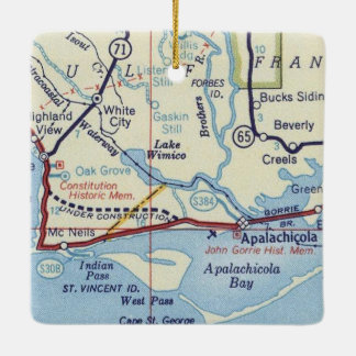 Apalachicola Vintage Karte Keramikornament