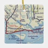 Apalachicola Vintage Karte Keramikornament (Vorderseite)