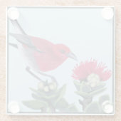 Apapane & Lehua Blossom Hawaii Nature Illustration Glasuntersetzer (Rückseite)