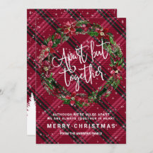 Apart but Together Floral Wreath Flanell Weihnacht