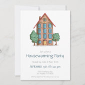 Apartment Gebäude & Bäume Neue Zuhause Einladung (Vorderseite)