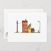 Apartment in Aquarellfarbe mit Street Light Postkarte (Vorne/Hinten)