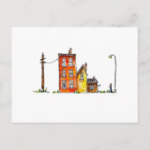 Apartment in Aquarellfarbe mit Street Light Postkarte (Vorderseite)
