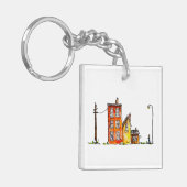 Apartment in Aquarellfarbe mit Street Light Schlüsselanhänger (Vorderseite links)