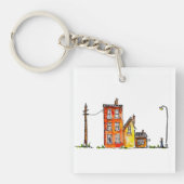 Apartment in Aquarellfarbe mit Street Light Schlüsselanhänger (Vorderseite)