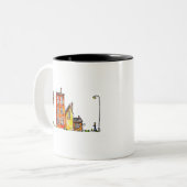 Apartment in Aquarellfarbe mit Street Light Zweifarbige Tasse (Vorderseite Links)