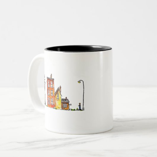 Apartment in Aquarellfarbe mit Street Light Zweifarbige Tasse (Vorderseite Links)