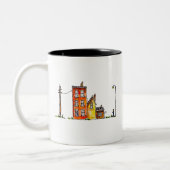 Apartment in Aquarellfarbe mit Street Light Zweifarbige Tasse (Links)