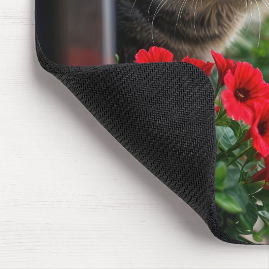 Apartment Tabby Cat in Window Mousepad (Ecke)