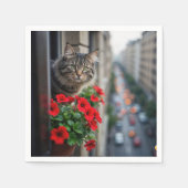 Apartment Tabby Cat in Window Serviette (Vorderseite)