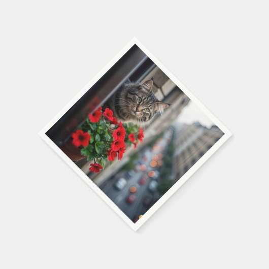 Apartment Tabby Cat in Window Serviette (Ecke)