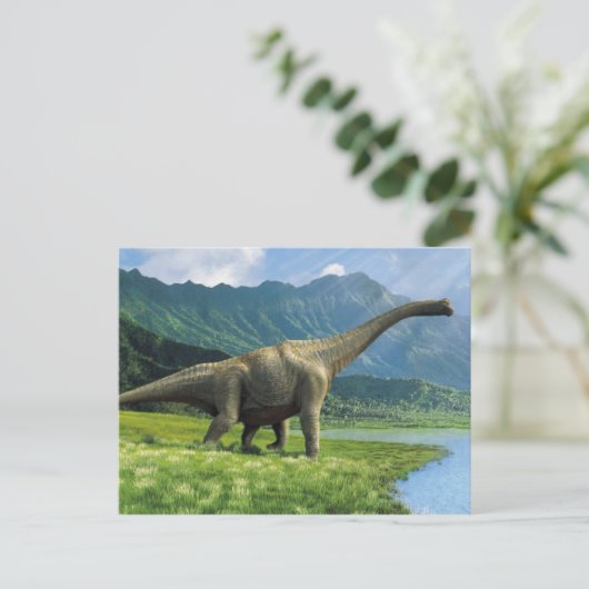 Apatosaurus am See Postcard Brontosaurus Postkarte (Stehend Vorderseite)
